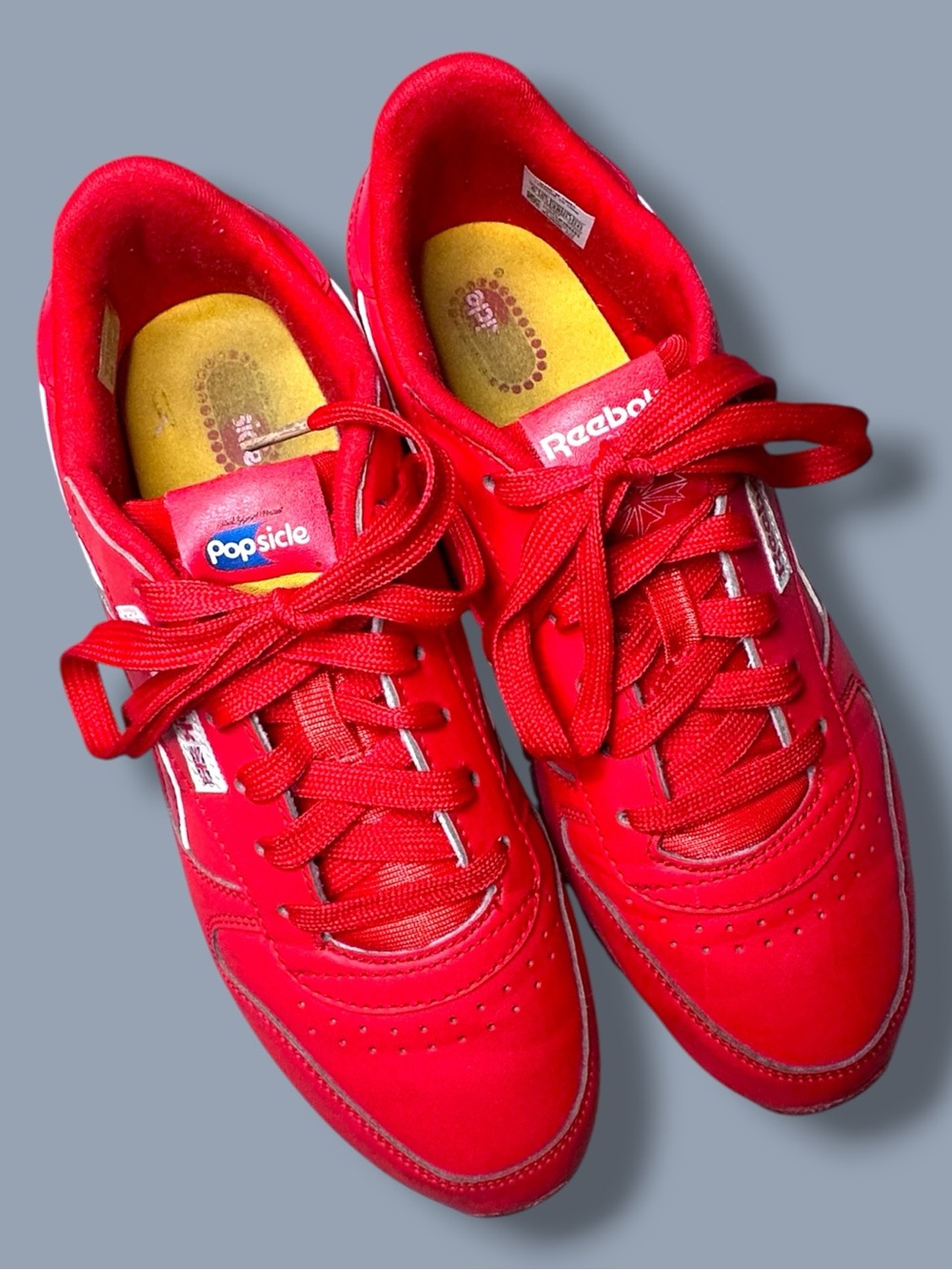 Reebok Popsicle Classic Contrast Label Sneakers in Red. Size W8 M6 - Picture 10 of 13